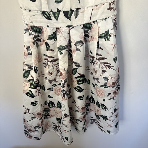 Caroline Morgan Womens Size 12 Dress White Pink Floral Romantic Fit Flare - Bild 3 von 8