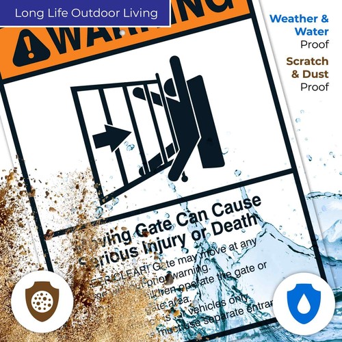 Moving Gate Sign, Moving Gate Can Cause Serious Injury or Death - Picture 46 of 85