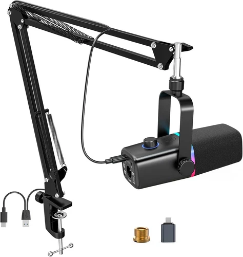 Zealsound XLR/USB Dynamic Microphone for Gaming Podcast,Mic for Iphone Phone PC