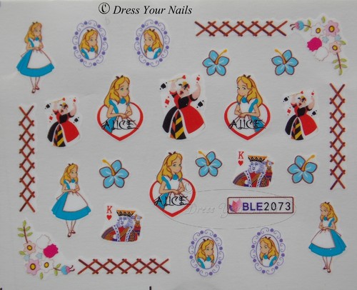 Alice im Wunderland Wasser Aufkleber Nagelsticker Transfers - Disney Styled Cartoon  - Bild 3 von 13