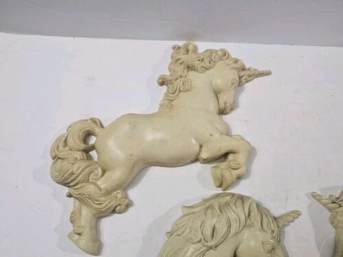 Vintage 1980 MCM Burwood Products Unicornio Colgante de Pared Decoración Plástico Blanco - Imagen 2 de 13
