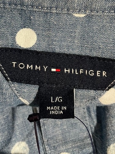 Tommy Hilfiger Womens Polka Dot Sleeveless Button-Down Shirt L/G - Picture 8 of 14