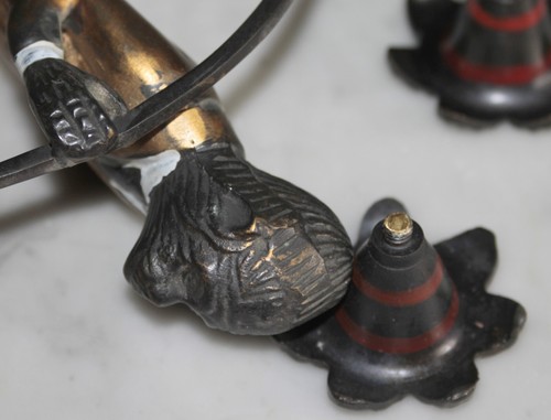 bronzo/ottone ghisa figura scimmia libretto servizio candele supporto vecchio top arte decorazione - Foto 19 di 21