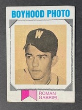 VINTAGE 1973 Topps football ROMAN GABRIEL # 266 ---BOYHOOD PHOTO--- EX Cond