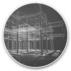 2 x Vinyl Stickers 25cm (bw) - 3D House Plans Blueprint  #38331