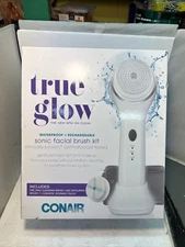 Conair True Glow Sonic Facial Brush Kit Waterproof Rechargeable 2 Brush Heads