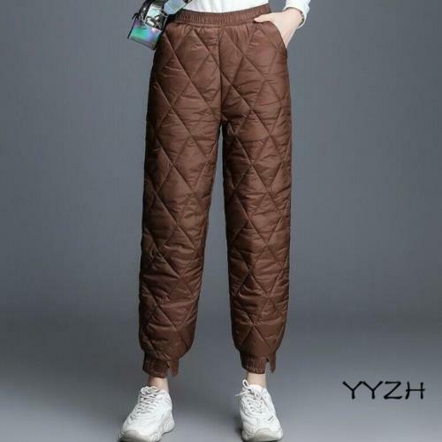 Warme wattierte gesteppte gefütterte Damenhose Daunen Baumwolle Jogginghose Winterhose - Bild 14 von 32