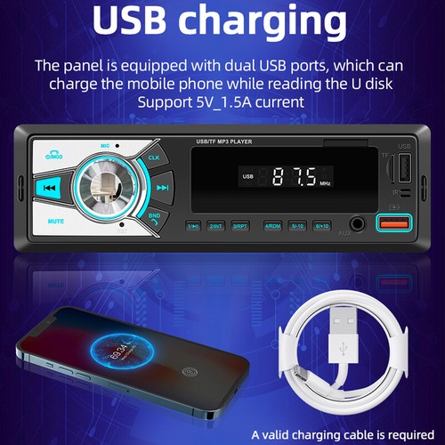US 12V Car FM Radio Stereo MP3 Player Bluetooth AUX USB TF Audio Recording Part - Picture 12 of 14