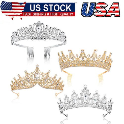 4Pack Queen Crowns for Women Pageant Crown with Combs Princess Rhinestones Tiara