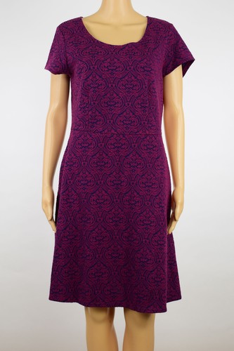 Vestido informal Maison Jules para mujer estampado cereza ciruela manga corta calce y acampanado L - Imagen 2 de 4