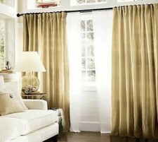 Pottery Barn Set Of 2 Dupioni Silk Pole Pocket Curtain Flagstone