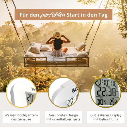 digitaler Funk-Wecker mit Thermometer Datumsanzeige und Beleuchtung Snooze-Fu... - Bild 4 von 7