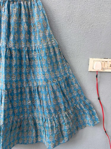indian cotton skirt Handblock print cotton skirt Floral cotton skirt Ethnic wear - Picture 8 of 8
