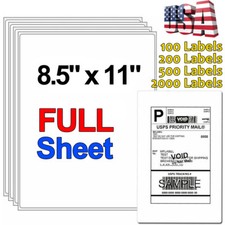 2000 Full Sheet Shipping Labels 8.5x11 Mailing Self Adhesive Blank Laser Inkjets