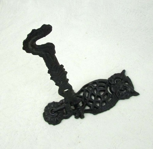 Cast Iron Owl 5" Swivel Swing Arm Wall Bracket Hanger Keys Plants Vintage - Picture 3 of 3