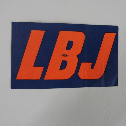 Rare Vintage 1964 LBJ Johnson Presidential 5"x3" Bumper Sticker Purple & Orange