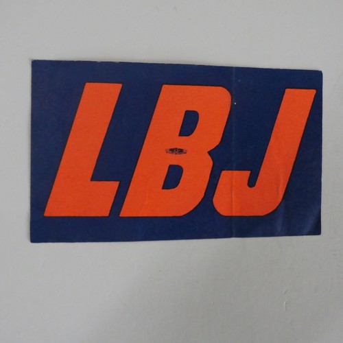 Rare Vintage 1964 LBJ Johnson Presidential 5"x3" Bumper Sticker Purple & Orange - Picture 1 of 3