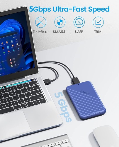 Orico 2.5" Inch External USB 3.0 Hard Drive Enclosure Caddy for SATA III HDD SSD - Picture 2 of 7