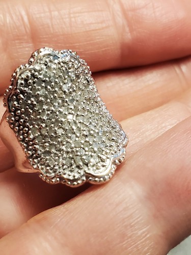 1.03 CTW GENUINE DIAMOND 18K WHITE GOLD OVER BRASS RING SIZE 7 - Picture 21 of 24