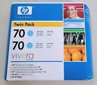 Twin-Pack OEM HP 70 DesignJet LIGHT CYAN Vivera 130 ml cartouches d'encre * SCELLÉ