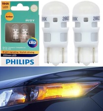 Philips Ultinon LED Light 194 Amber Two Bulbs License Plate Tag Upgrade OE Show