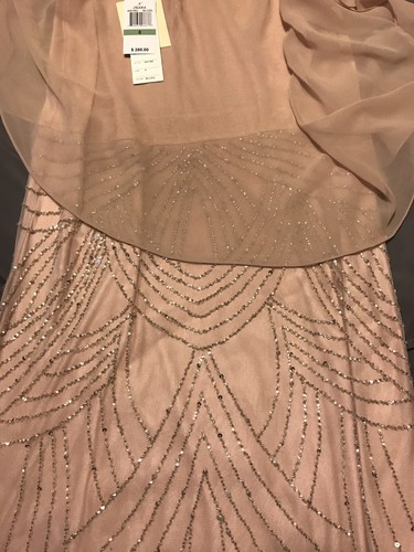 J Kara NWT Blush Pink Silver Beads Long Sleeveless Capelet Dress Gown Wedding 8R - Picture 4 of 8
