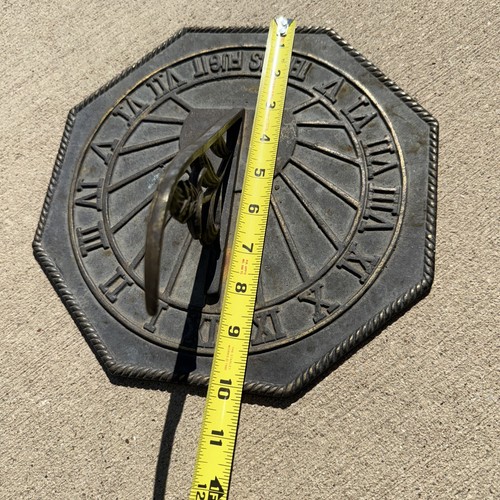 "Placa de reloj de sol octogonal de latón con gnomon floral 10""x10""" - Imagen 5 de 6