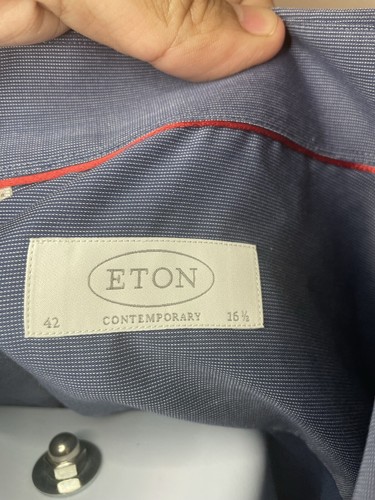 ETON Contemporary 42 16.5 Blue Button Down Long Sleeve Dress Shirt - Picture 6 of 8