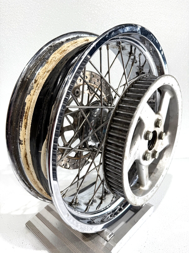 2004 - 2006 Victory Vegas OEM 18" Rear Wheel Rim Chrome Spoked BEHR Brake Rotor! - Picture 4 of 15