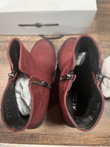 Aldo Stiefeletten Damen 8,5 rot (Wein) Kunstwildleder Blockabsatz Reißverschluss Stiefeletten - Bild 9 von 10