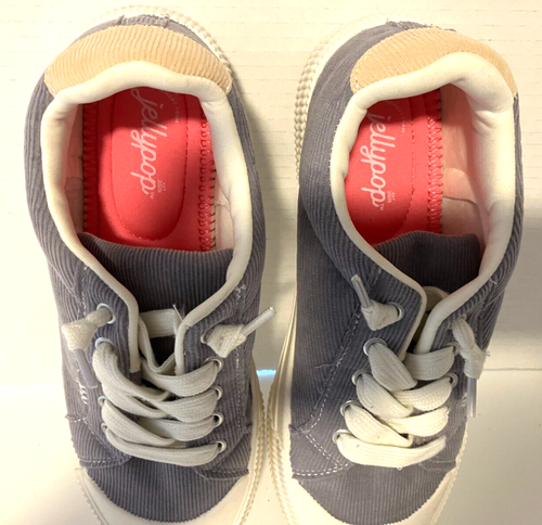 NEW Ladies Jellypop Sneakers Lace Up Grey Corduroy Size 8 M - Picture 2 of 6