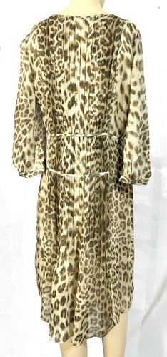 Sz 10 Talbots Shirt Sheath Dress NWOT Sheer Silk Leopard Pleated Tiered - Picture 4 of 8