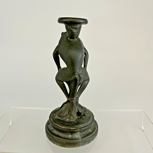 Art Deco Metal Frog Stand with Lucite Ball - 7 inches - Picture 4 of 16