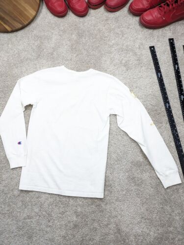 Vintage Champion 90s Shirt Small Long Sleeve White Gold Embroidered Weave Crew - Picture 7 of 11