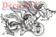 Deep Red Stamps Divine Angels Rubber Cling Stamp