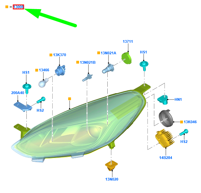 FORD FIESTA MK7 Front Right Headlight LHD H1BB-13100-CH 2498438 