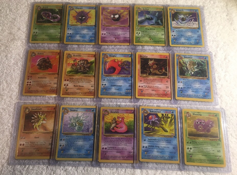 COMPLETE FOSSIL SET POKEMON CARDS 62/62 IN EXC/NEAR MINT *BEAUTIFUL