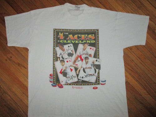 vtg CLEVELAND INDIANS PITCHERS T SHIRT Orel Hershiser Nagy Martinez McDowell XL - Picture 1 of 4
