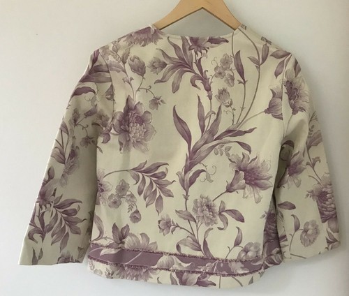 J Jill Womens Purple Victorian Pattern Floral Cream Cotton Jacket Blazer XS 36" - Picture 6 of 7