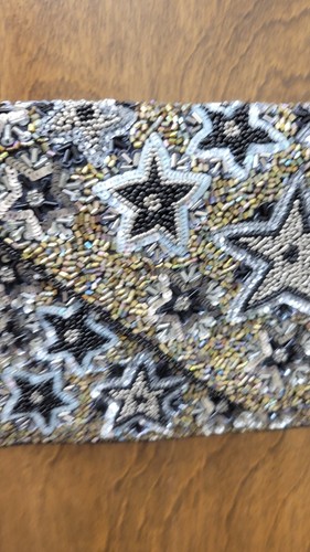 NWT Francesca's Star Beaded Gold Black Silver Front Button Purse Chain Strap - Picture 3 of 7
