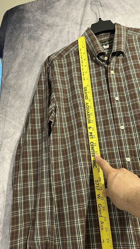 Eddie Bauer Cotton Brown Green Long Sleeve Plaid Shirt Men’s Legen Wash Size L - Picture 7 of 11