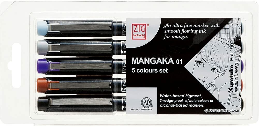 KURETAKE ZIG CARTOONIST MANGAKA 5 Colors Set CNM-01/5V | eBay