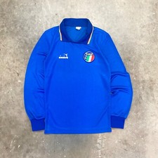 VTG Italy Italia 1986-90 Diadora Soccer Jersey Long Sleeve World Cup Football