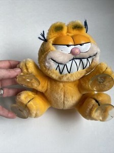 Vintage GARFIELD 1981 Plush Suction Cup Car Window Cling MAKE MY DAY by DAKIN | eBay