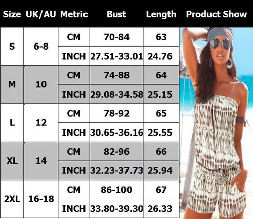Women Summer Off Shoulder Jumpsuit Holiday Beach Playsuit Shorts Mini Dress SIZE - Picture 17 of 17