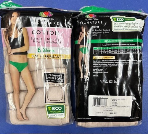 12 Pack Fruit of the Loom Signature 100% Cotton Bikini Panties BEIGE Sz - 7 / L - Picture 1 of 2
