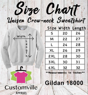 gildan unisex crewneck size chart