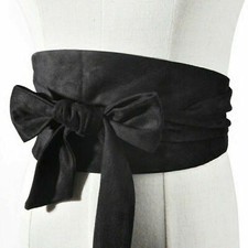 Faux Suede Tie Corset Wide Kimono Wrap Cinch Waistband Obi Bow Belt for Women US