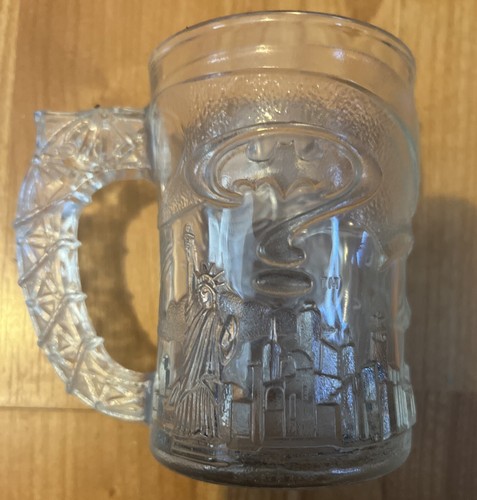 "Batman Forever" 1995 McDonald's Collectors Embossed 3D Batman Glass Mug 2051 - Picture 7 of 10