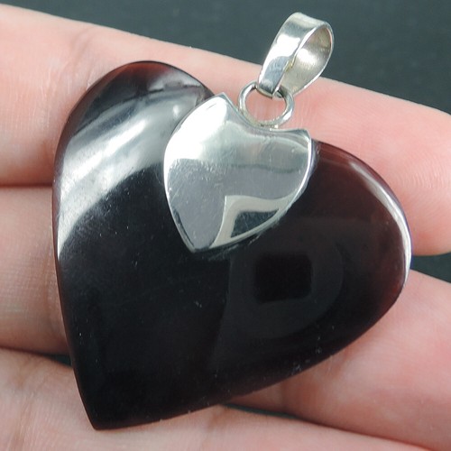 Joyería colgante de plata esterlina 925 marrón en forma de corazón - Imagen 2 de 7